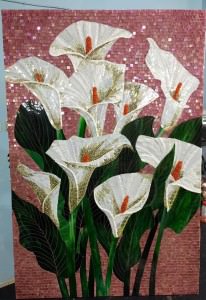 glass mosaic white flower
