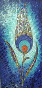 Mavi Lale, Mdf üzerine 60x120cm cam mozaik