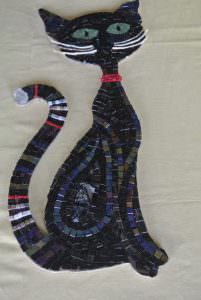mosaic black cat
